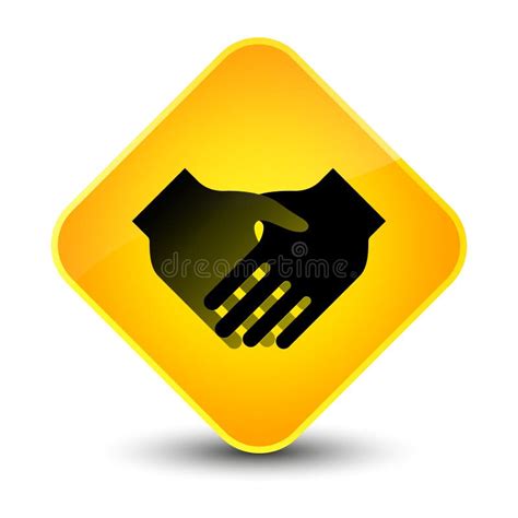 handshake icon elegant yellow diamond button stock illustration