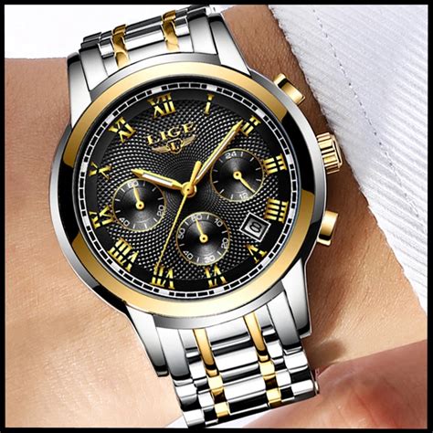 Lige Mens Watches Top Brand Luxury Men Stainless Steel Waterproof Watch