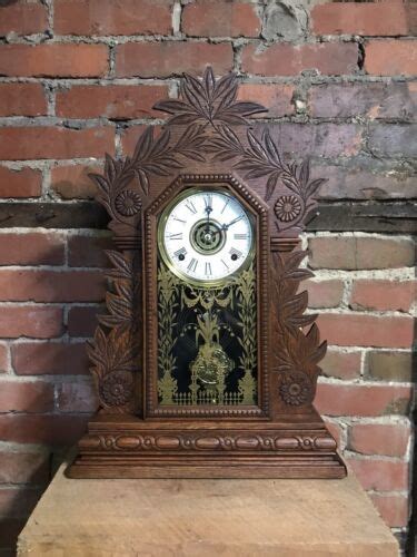 Antique Wm L Gilbert Clock Co Parlor Kitchen Mantle Chime Clock Works 4691144004