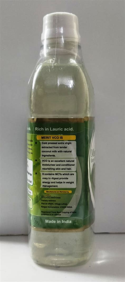 Merit VCO Extra Virgin Coconut Oil 500 ML D G Ayurvedic Sangrah