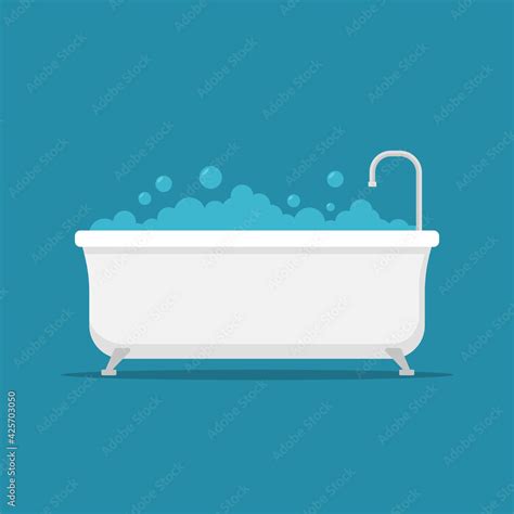 Bath Tub Shower Vector Icon Bathtub Clipart Simple Flat Symbol Stock