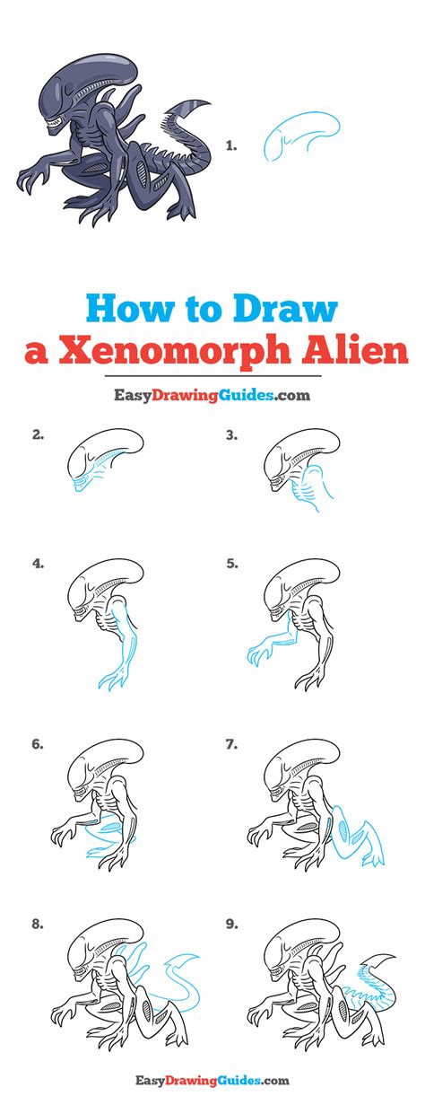 How To Draw A Xenomorph Alien Really Easy Drawing Tutorial