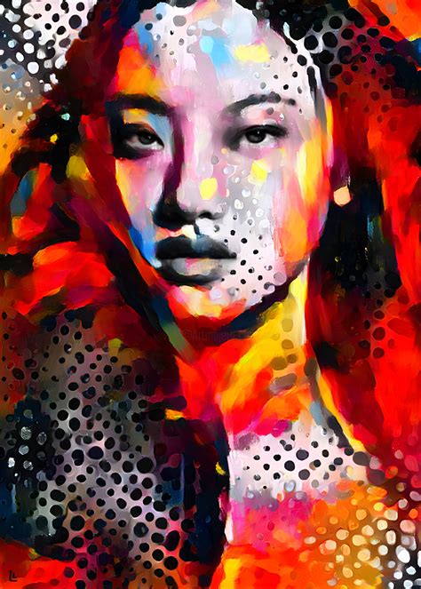 Pop Art Asian Woman Portrait Mongolian Painting By Leah Larisa