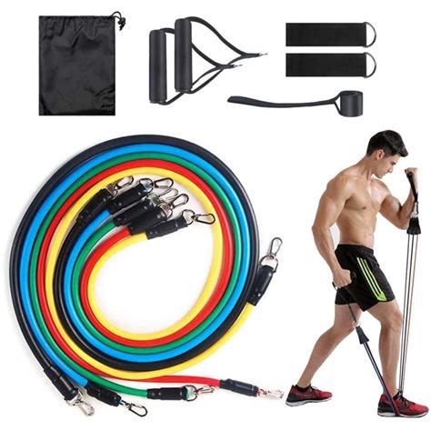 Kit Elástico Extensor 11 Pcs Tubing Treinamento Funcional Exercícos