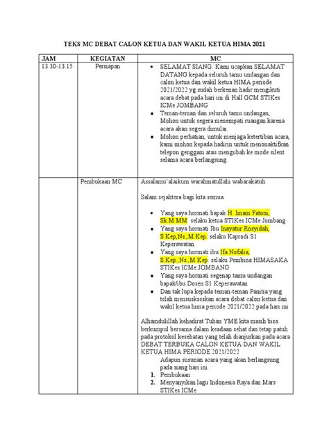 Teks Mc Debat 2021 Pdf
