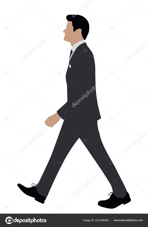 Side View Businessman Suit Walking White Background Stock Vector Image