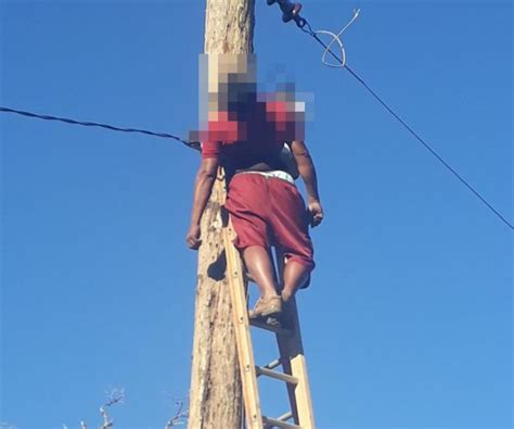 Notícias IMAGENS FORTES Homem morre eletrocutado e familiares