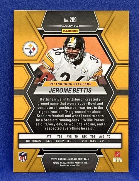 2023 Panini Mosaic Jerome Bettis Green Prizm 209 Pittsburgh Steelers