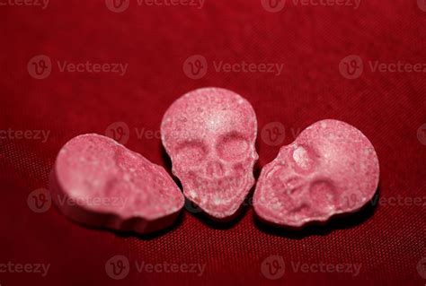 Purple Skull Worlds Strongest Ecstasy Pills Close Up Background High