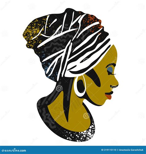 Female Profile Bright Decorative Portrait Of Beautiful African Woman