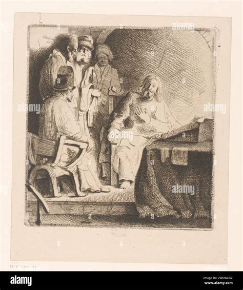 Christ And Four Old Men Ignace Joseph De Claussin After Rembrandt Van Rijn 1805 1844 Print