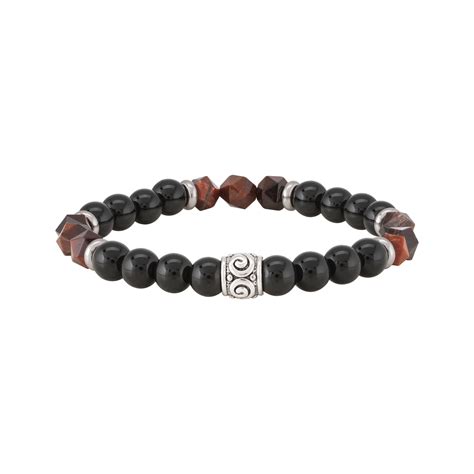 Red Tigers Eye And Black Onyx Bracelet