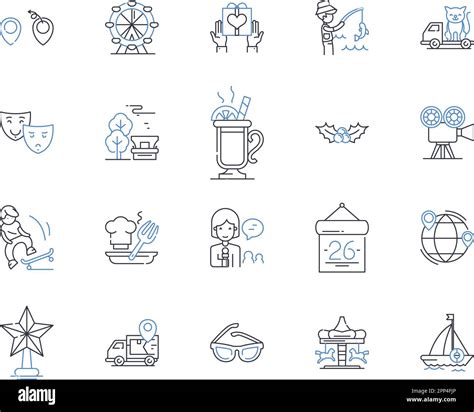 Retrospective Celebrations Line Icons Collection Nostalgia