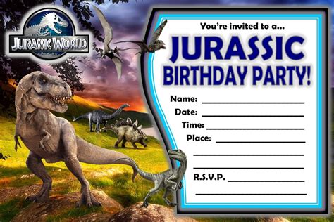 Jurassic World Birthday Invitations X In Cards Matching