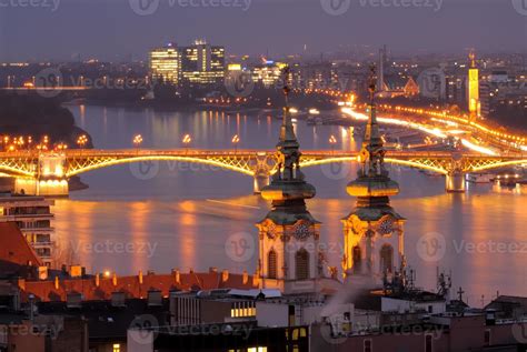 Danube River Night View in Budapest Hungary 1405484 Stock Photo at Vecteezy