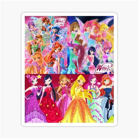 Winx Club Collage Sticker For Sale By Lunaticartwork Redbubble