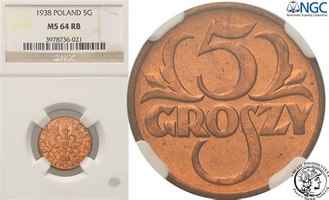 5 Groszy 1938 NGC MS64 RB Archiwum Niemczyk Pl