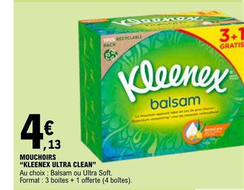 Promo Mouchoirs Kleenex Ultra Clean Chez E Leclerc Icatalogue Fr