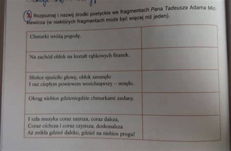 Między nami 7 klasa ćwiczenia rozpoznaj i nazwij środki poetyckie we