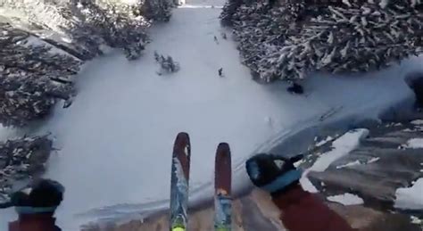 Skier Stomps Near Flat Landing On Massive Cliff Drop Video