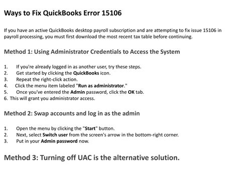 Ppt All Methods To Resolve Quickbooks Error Powerpoint