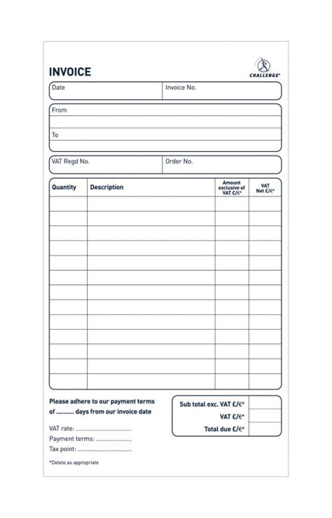 Challenge Carbonless Duplicate Invoice Book With Single Vat Column