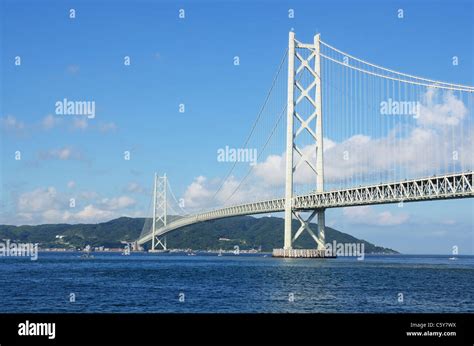 Akashi Kaikyo Bridge In Kobe Japan Stock Photo Alamy