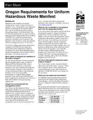 Fillable Online Deq State Or Uniform Hazardous Waste Manifest Pdf