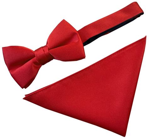 Mens Red Satin Bow Tie And Hanky Set Etsy