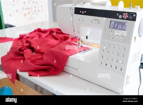 Sewing Background With Unfinished Dress Stock Photo Alamy