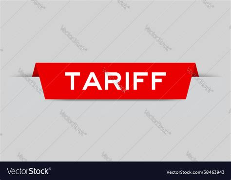 Red Color Inserted Label With Word Tariff On Gray Vector Image