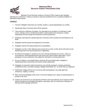 Fillable Online Nebraskafbla Delegate Conduct Procedures Code Form