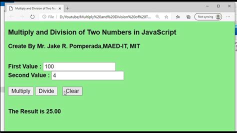 Multiply And Division Of Two Numbers In JavaScript YouTube