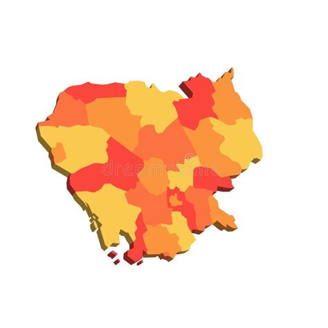 Politische Landkarte Der Verwaltungsabteilungen Kambodschas Vektor