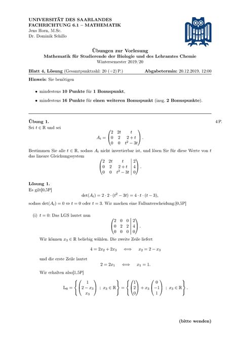 Blatt Lsg Universit T Des Saarlandes Fachrichtung Mathematik