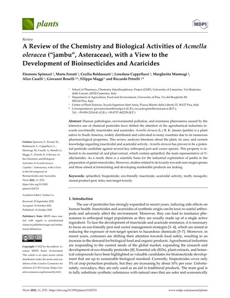 PDF A Review Of The Chemistry And Biological Activities Of Acmella