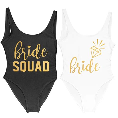 Bachelorette Party One Piece Swimsuit Bride And Bride Squad Lady Wedding