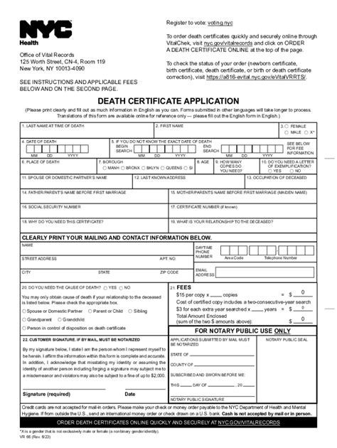 Request For Death Certificate 2023 2024 Form Fill Out And Sign