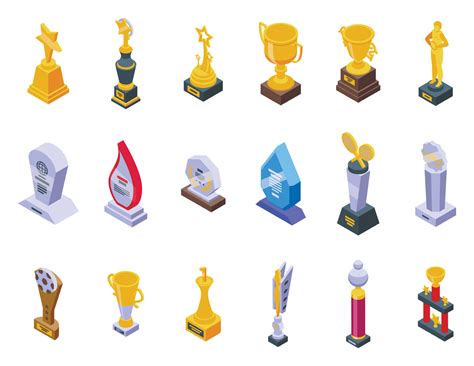 Award Trophy Icons Set Isometric Vector Goblet Cup 12322327 Vector Art