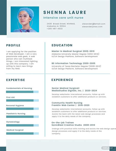 Free Nursing Student CV Template Word Apple Pages PSD Publisher