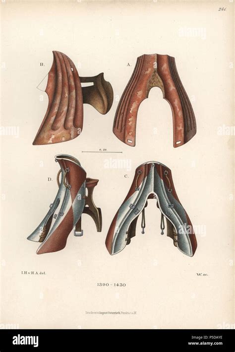 Tournament Saddles From The 15th Century Chromolithograph From Hefner