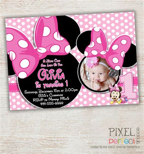 Minnie Mouse Birthday Invitation Pink Minnie By PixelPerfectShoppe