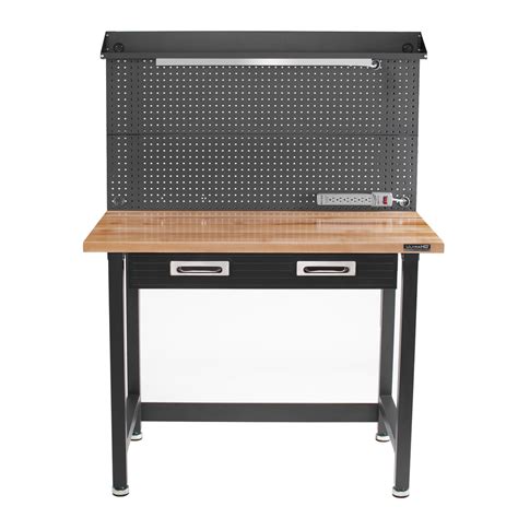 Ultrahd® Lighted Workcenter W Wood Top And Pegboard Seville Classics