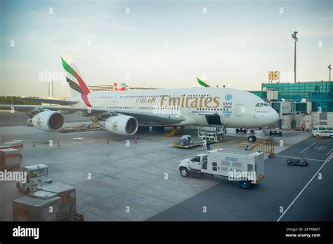 DUBAI, UAE - MAY 16: Airbus A380 docked in Dubai airport. Dubai ...