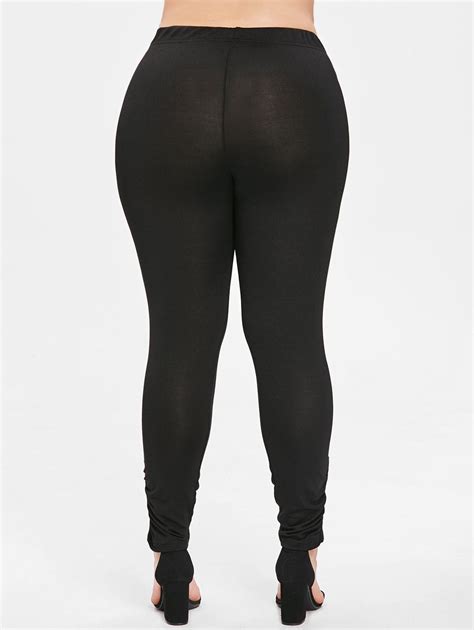 [40 Off] 2020 Plus Size Solid Color Leggings In Black Dresslily