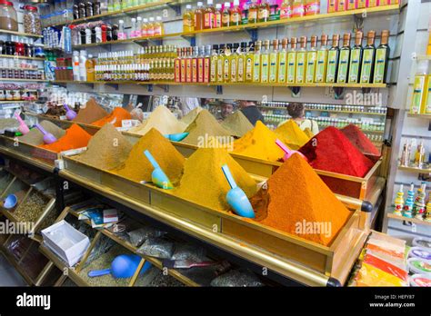 Herbs And Spices Shop In The Souks Of Marrakech Morocco Stock Photo