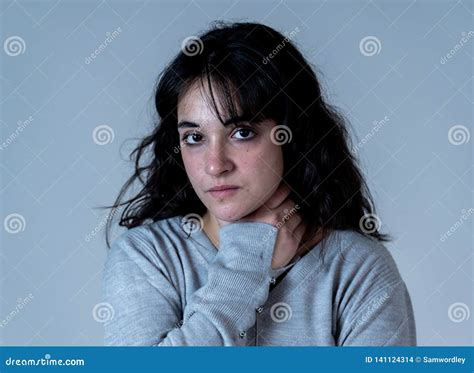 Human Expressions And Emotions Young Attractive Woman With Sad And