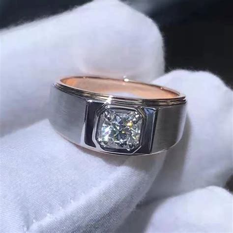 Bague En Diamant Moissanite Pour Hommes 1 Carat Or Rose Blanc 18K 2