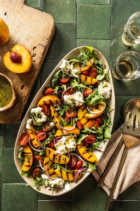 Grilled Peach And Burrata Salad With Balsamic Glaze The Gourmet Cookbook