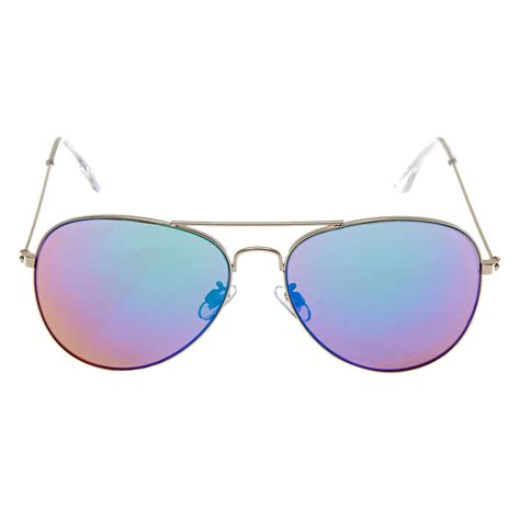 Silver Tone Mirrored Aviator Sunglasses Claires Us